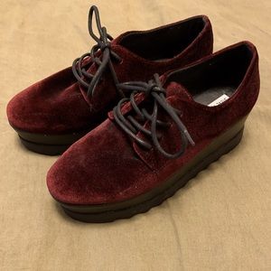 Steve Madden Burgundy Velvet Platforms, Women’s 9.5, Never Worn